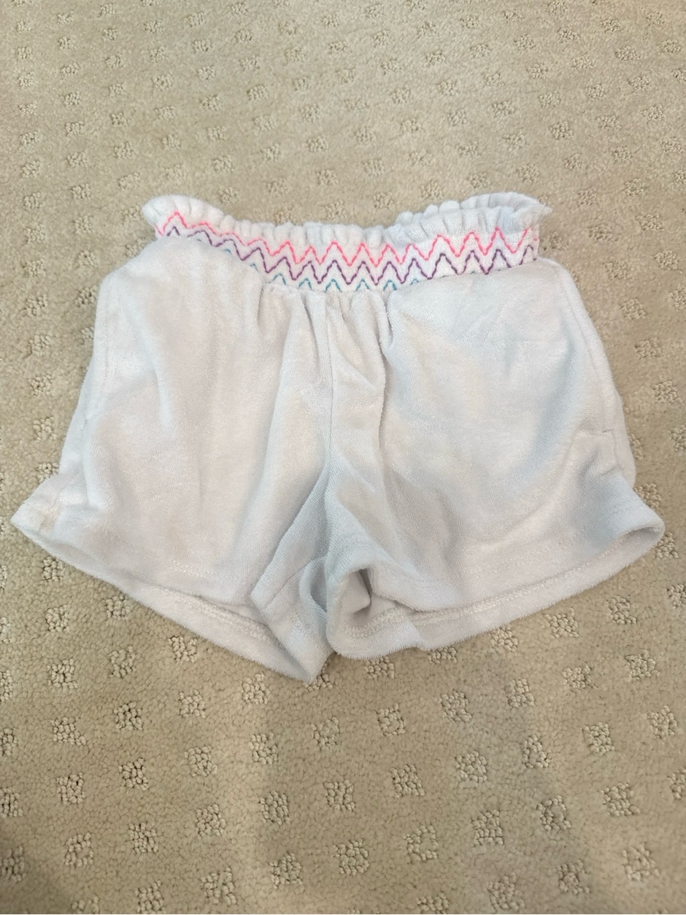 Gymboree Girls White Terry Smocked Waist Shorts Colorful Stitching 5T